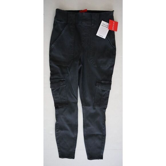 Spanx 20311Q Women's Sz XS Washed Black Stretch Twill Ankle Cargo Pants - Picture 2 of 9